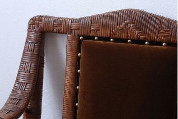 アンティーク家具　大正ロマン　ラタン(籐)製のラグジュアリーなアームチェア(2)