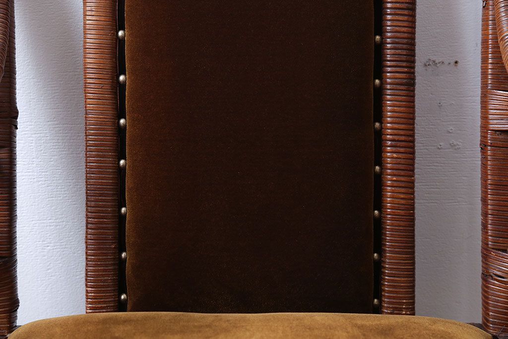 アンティーク家具　大正ロマン　ラタン(籐)製のラグジュアリーなアームチェア(2)