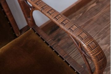 アンティーク家具　大正ロマン　ラタン(籐)製のラグジュアリーなアームチェア(2)