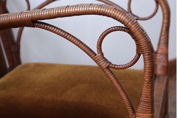 アンティーク家具　大正ロマン　ラタン(籐)製のラグジュアリーなアームチェア(2)
