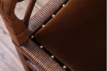 アンティーク家具　大正ロマン　ラタン(籐)製のラグジュアリーなアームチェア(2)