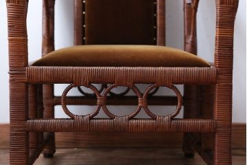 アンティーク家具　大正ロマン　ラタン(籐)製のラグジュアリーなアームチェア(2)