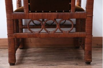 アンティーク家具　大正ロマン　ラタン(籐)製のラグジュアリーなアームチェア(2)