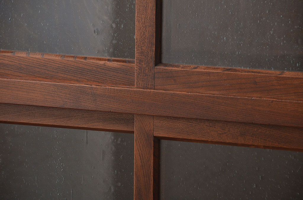 アンティーク家具　古民具・骨董　気泡ガラス入り!前面欅材のアンティーク水屋箪笥