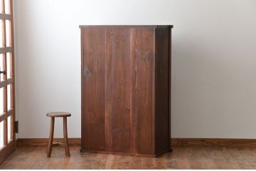 アンティーク家具　古民具・骨董　気泡ガラス入り!前面欅材のアンティーク水屋箪笥