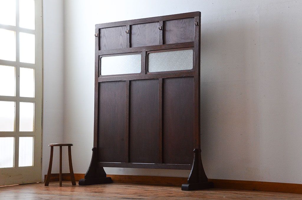 アンティーク雑貨　アンティーク ダイヤガラス入り!フック付きパーテーション(衝立て)