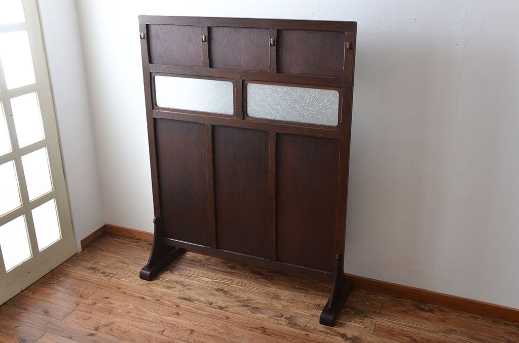 アンティーク雑貨　アンティーク ダイヤガラス入り!フック付きパーテーション(衝立て)