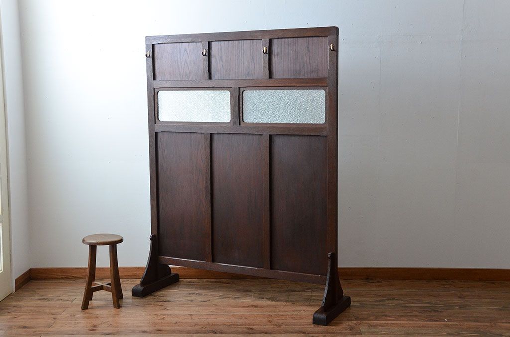 アンティーク雑貨　アンティーク ダイヤガラス入り!フック付きパーテーション(衝立て)