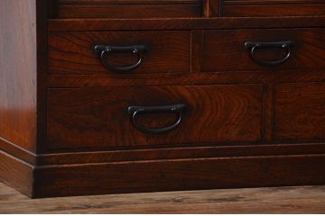 アンティーク家具　古民具・骨董　高級品!三方欅材の二段重ね三尺水屋箪笥