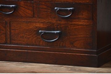 アンティーク家具　古民具・骨董　高級品!三方欅材の二段重ね三尺水屋箪笥