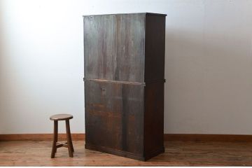 アンティーク家具　古民具・骨董　高級品!三方欅材の二段重ね三尺水屋箪笥