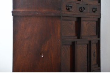 アンティーク家具　古民具・骨董　高級品!三方欅材の二段重ね三尺水屋箪笥