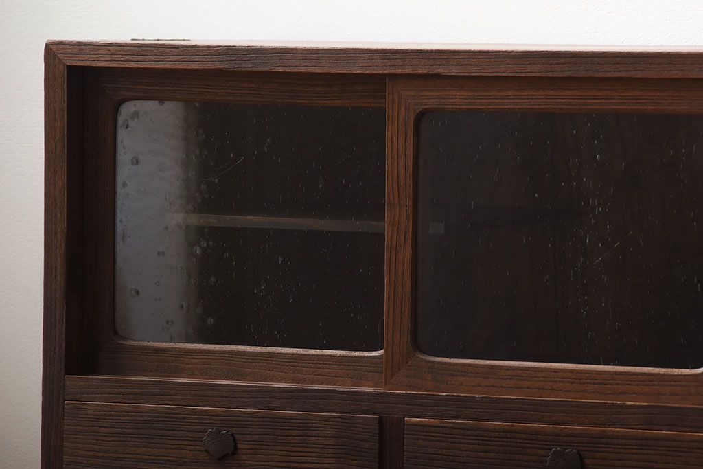 アンティーク家具　和製アンティーク　古い桐材の鉄脚付きローボード(3)