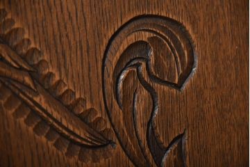 中古　永田良介商店製　高級品!鳥の彫刻が施されたおしゃれな扉