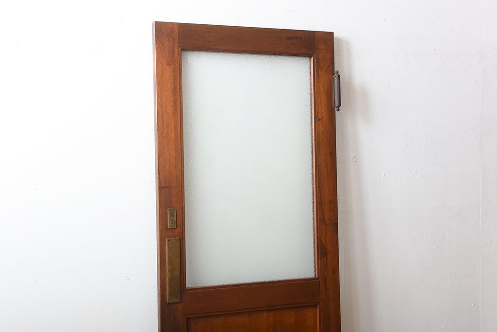 アンティーク　ダイヤガラス入り!古い木製の自由蝶番ドア