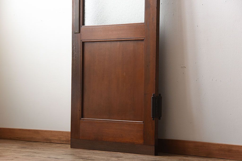 アンティーク　ダイヤガラス入り!古い木製の自由蝶番ドア