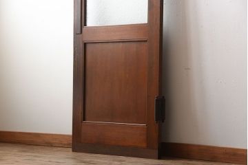 アンティーク　ダイヤガラス入り!古い木製の自由蝶番ドア