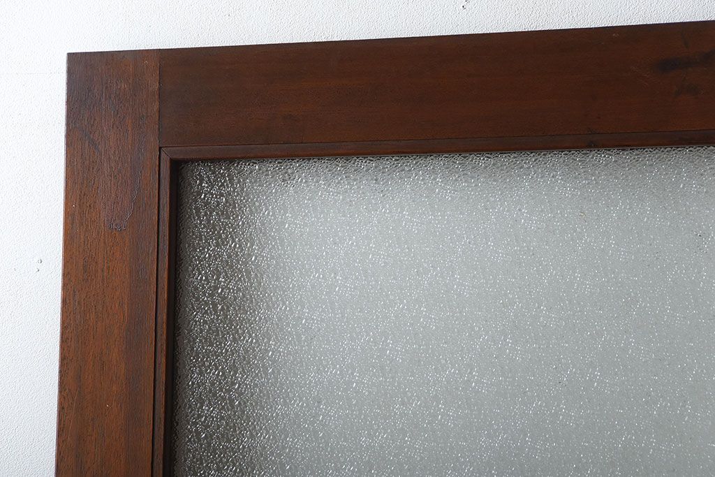 アンティーク　ダイヤガラス入り!古い木製の自由蝶番ドア