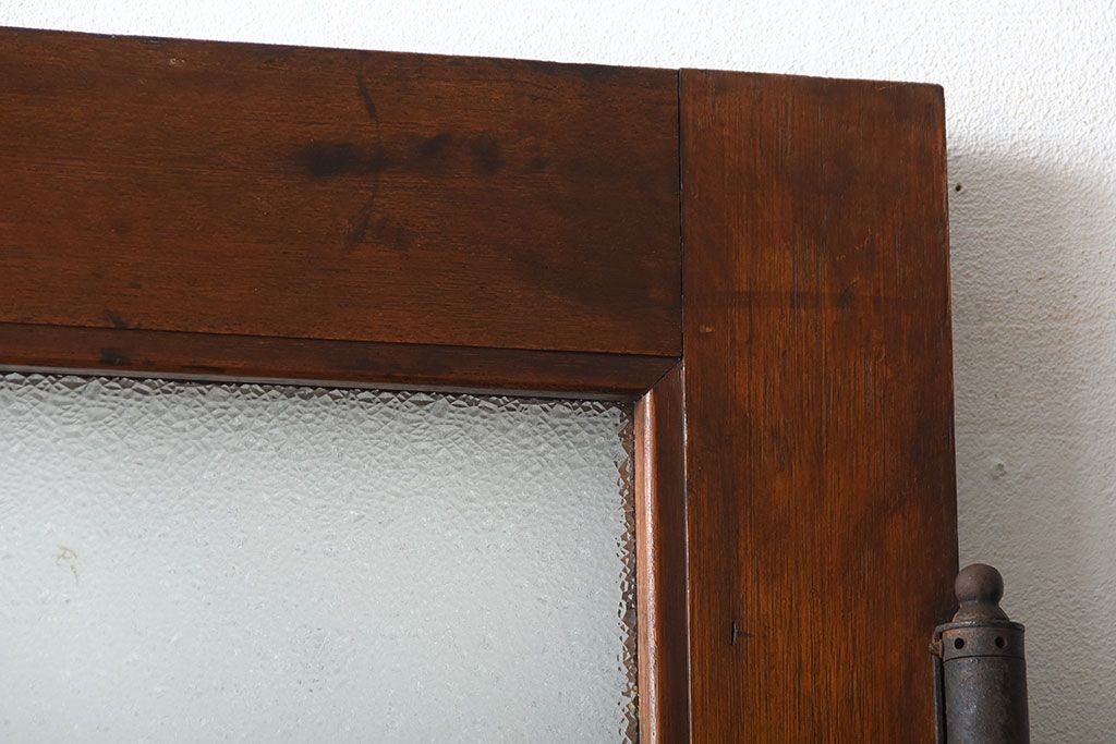 アンティーク　ダイヤガラス入り!古い木製の自由蝶番ドア