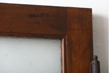 アンティーク　ダイヤガラス入り!古い木製の自由蝶番ドア