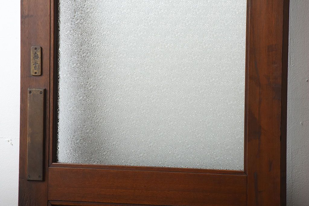 アンティーク　ダイヤガラス入り!古い木製の自由蝶番ドア