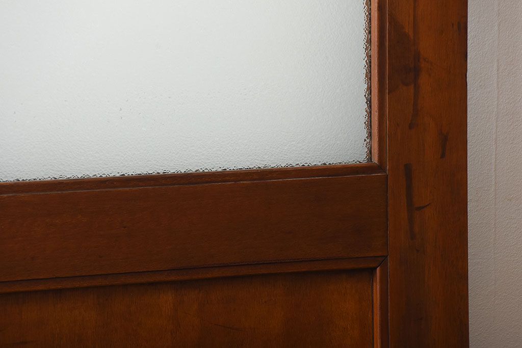 アンティーク　ダイヤガラス入り!古い木製の自由蝶番ドア