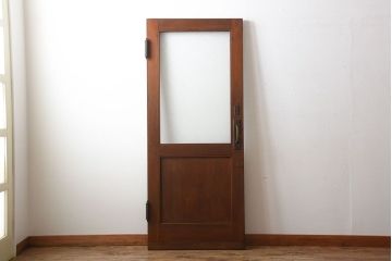 アンティーク　ダイヤガラス入り!古い木製の自由蝶番ドア