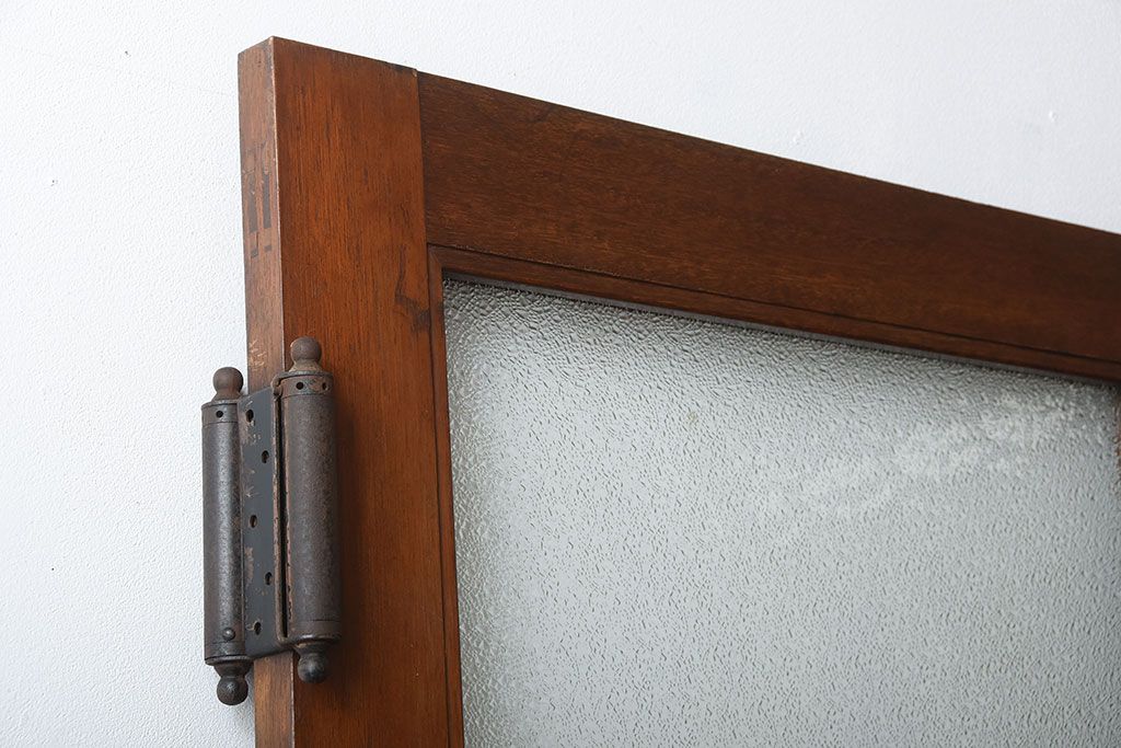 アンティーク　ダイヤガラス入り!古い木製の自由蝶番ドア