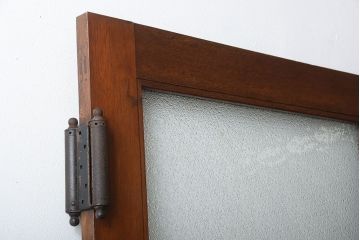 アンティーク　ダイヤガラス入り!古い木製の自由蝶番ドア