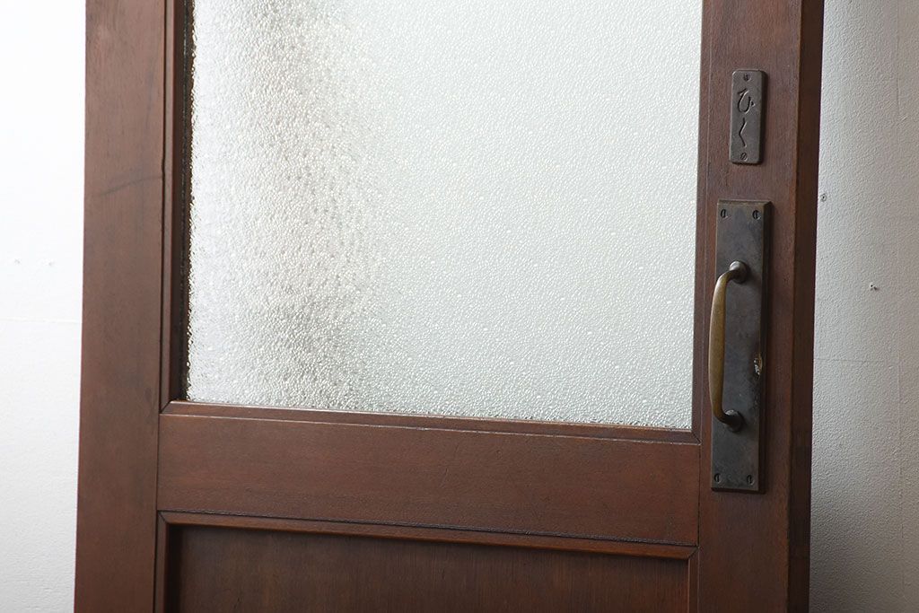 アンティーク　ダイヤガラス入り!古い木製の自由蝶番ドア