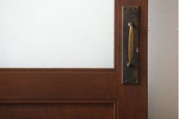 アンティーク　ダイヤガラス入り!古い木製の自由蝶番ドア