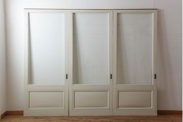 アンティーク　店舗にぴったり!背の高いペイント引き戸3枚セット