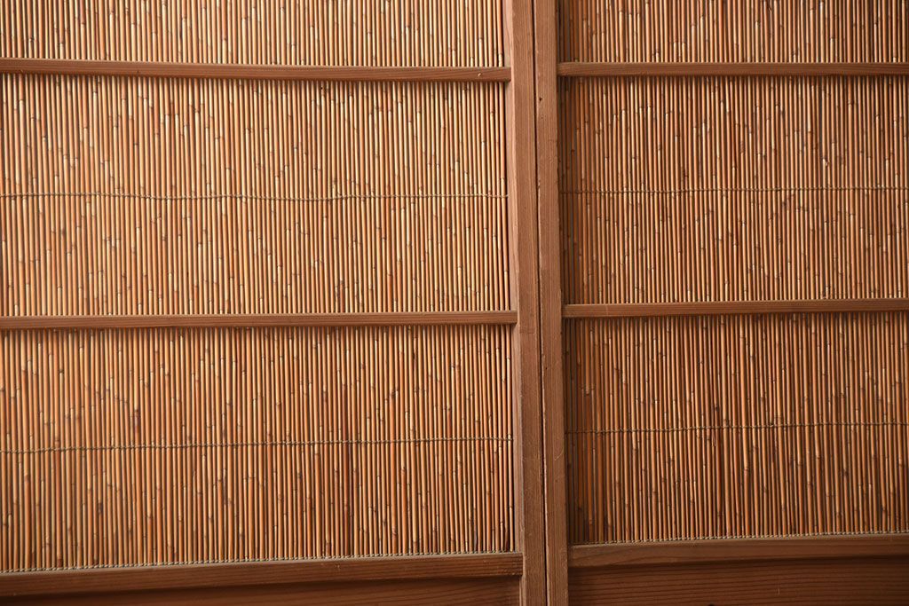 古民具・骨董　和製アンティークの趣のある簾戸(簀戸、葦戸)4枚セット(1)