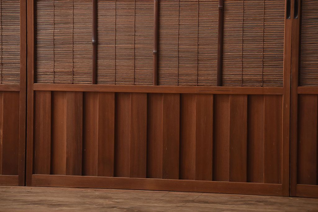 古民具・骨董　和製アンティークの趣のある簾戸(簀戸、葦戸)4枚セット(2)