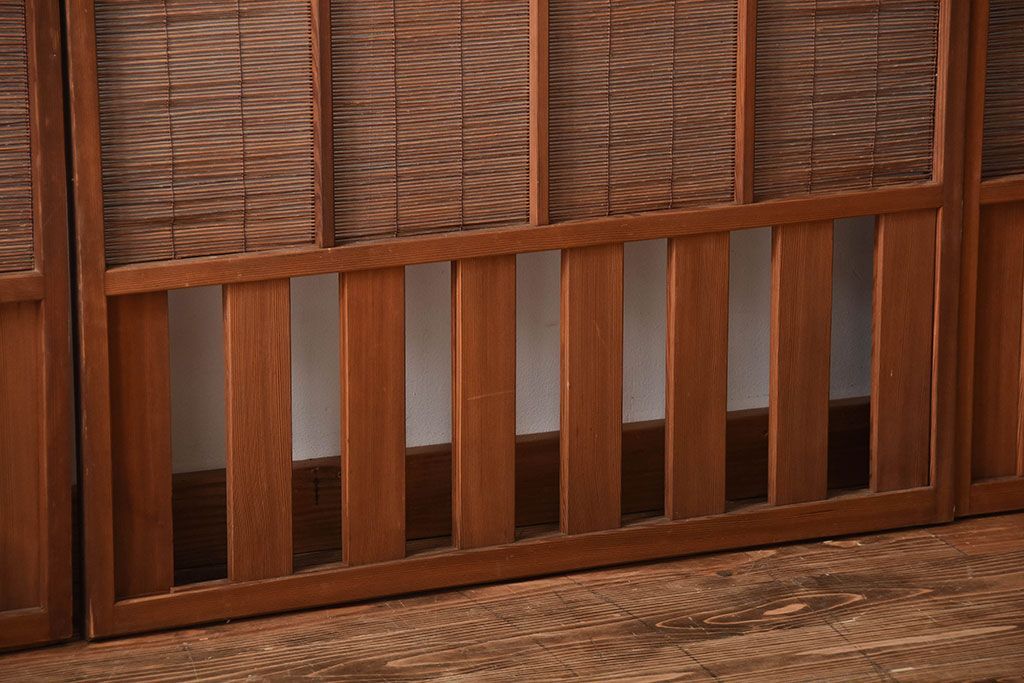 古民具・骨董　和製アンティークの趣のある簾戸(簀戸、葦戸)4枚セット(3)