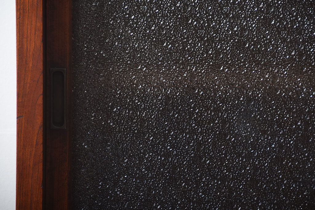 アンティーク家具　古民具・骨董　前面欅材のダイヤガラス入り重ね収納棚