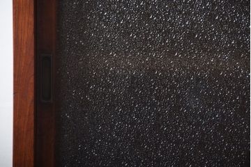 アンティーク家具　古民具・骨董　前面欅材のダイヤガラス入り重ね収納棚