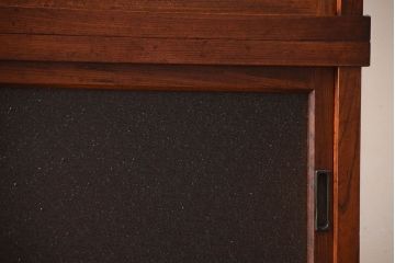 アンティーク家具　古民具・骨董　前面欅材のダイヤガラス入り重ね収納棚