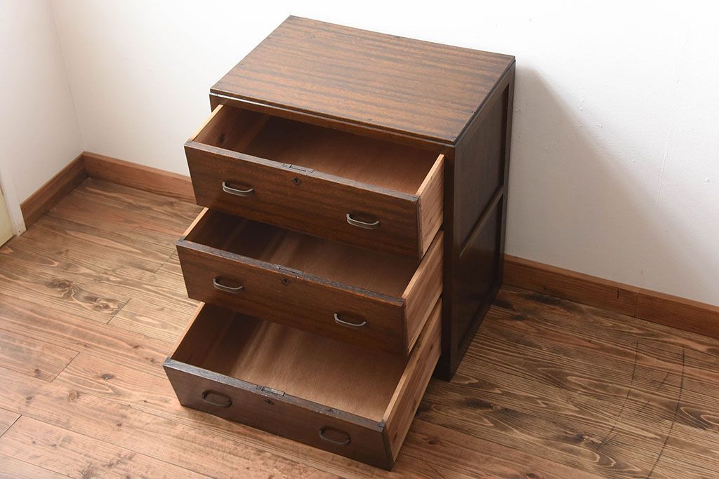 レトロ家具　昭和レトロ　古い木製の小ぶりなアンティークチェスト