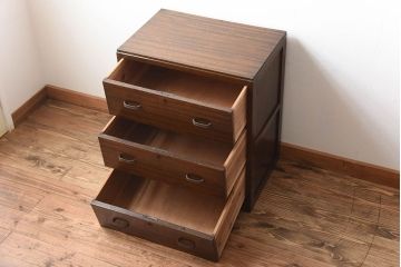 レトロ家具　昭和レトロ　古い木製の小ぶりなアンティークチェスト