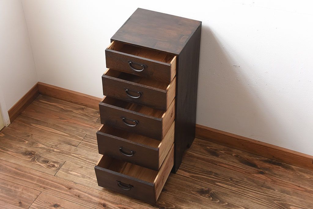 アンティーク家具　和製アンティーク　古い木製の縦型小引き出し