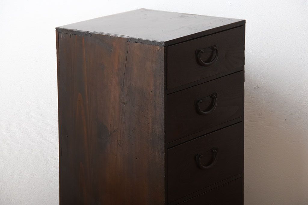 アンティーク家具　和製アンティーク　古い木製の縦型小引き出し