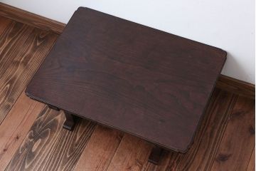 アンティーク家具　和製アンティーク　天板栗材一枚板!古い木製のシンプルな座卓