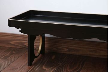 アンティーク雑貨　古民具・骨董　大正〜昭和初期・木製折り畳み膳2客(黒漆)