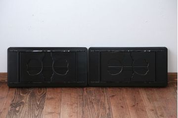 アンティーク雑貨　古民具・骨董　大正〜昭和初期・木製折り畳み膳2客(黒漆)