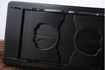 アンティーク雑貨　古民具・骨董　大正〜昭和初期・木製折り畳み膳2客(黒漆)