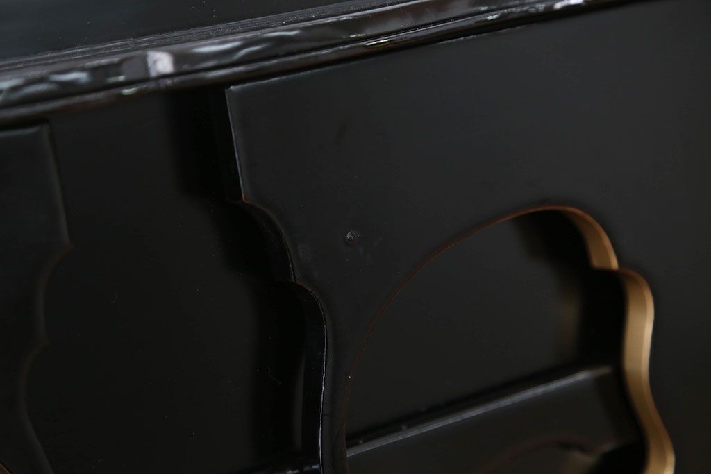 アンティーク雑貨　古民具・骨董　大正〜昭和初期・木製折り畳み膳2客(黒漆)