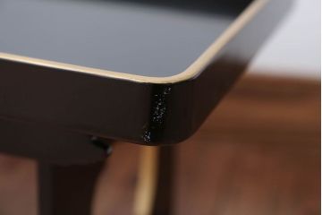 アンティーク雑貨　古民具・骨董　大正〜昭和初期・木製折り畳み膳2客(黒漆)