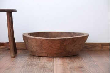 アンティーク雑貨　古民具・骨董　とても大きな古い木製のくりぬき木鉢