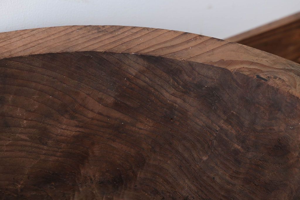 アンティーク雑貨　古民具・骨董　とても大きな古い木製のくりぬき木鉢